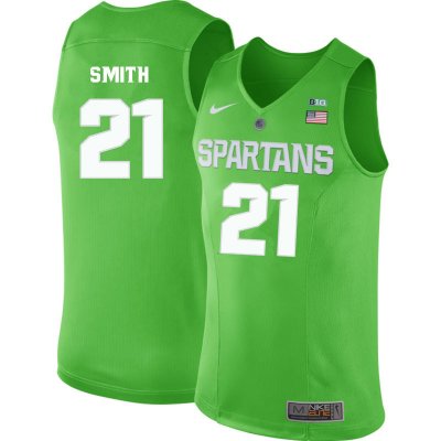 Men Steve Smith Michigan State Spartans #21 Nike NCAA Green Authentic College Stitched Basketball Jersey NU50W06DW